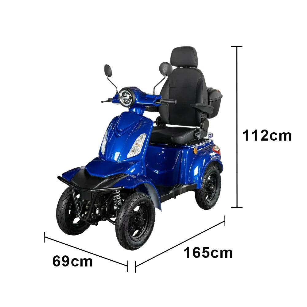 ROLLUX F2A 1000W 4 Wheels Mobility Scooter 300KG Weight Capacity - Blue