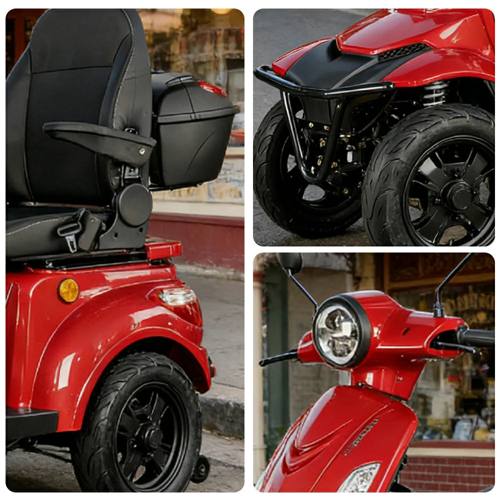 ROLLUX F2A 1000W 4 Wheels Mobility Scooter 300KG Weight Capacity - Red