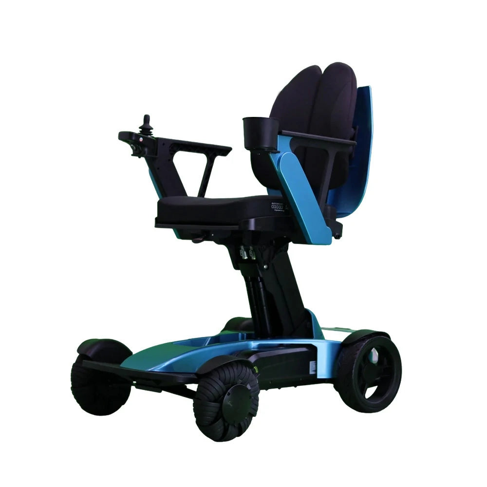 ROLLUX Foldable Compact 4-Wheel Mobility Scooter - 13Ah/20Ah Lithium Battery, Portable & Easy to Store - Blue