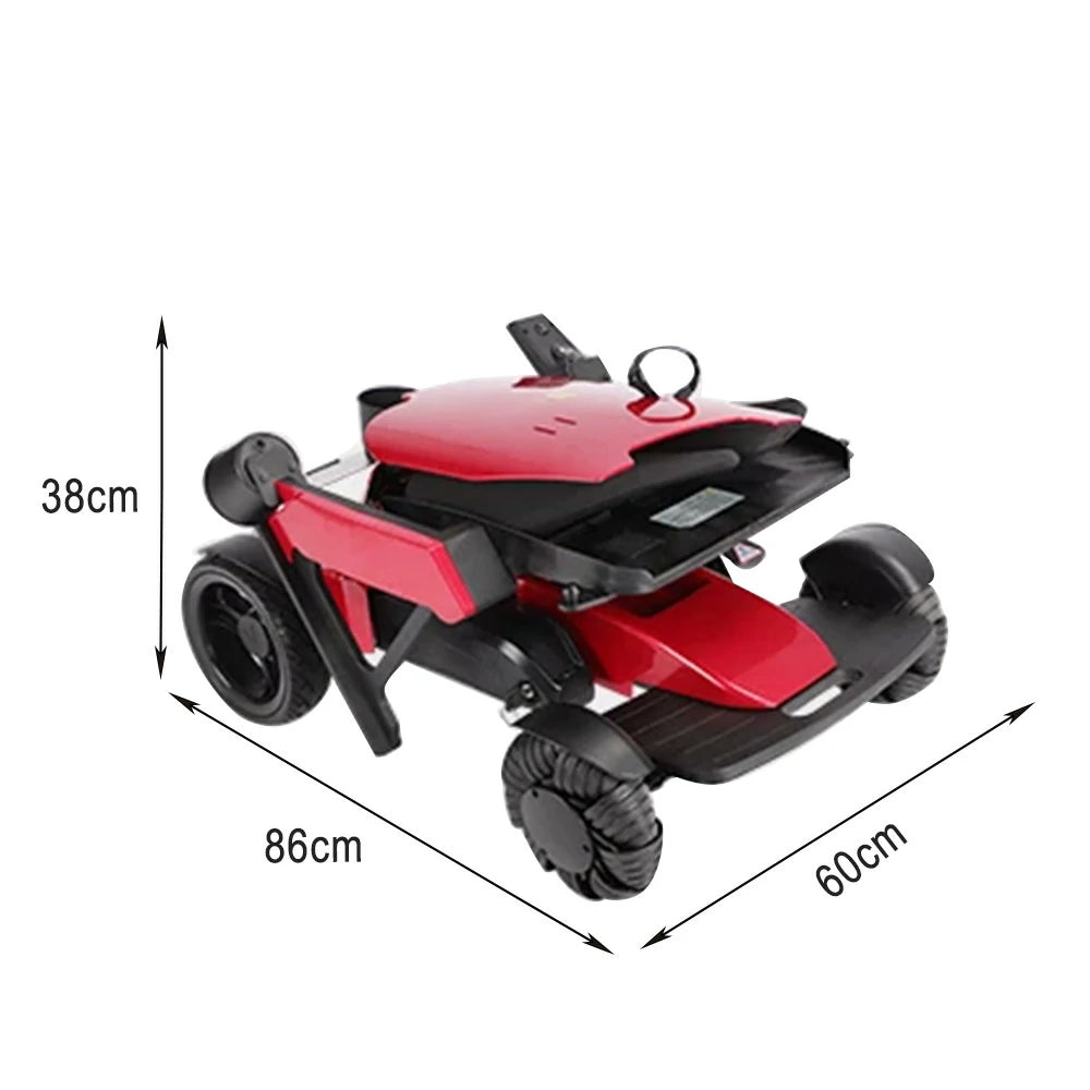 ROLLUX Foldable Compact 4-Wheel Mobility Scooter - 13Ah/20Ah Lithium Battery, Portable & Easy to Store - Red