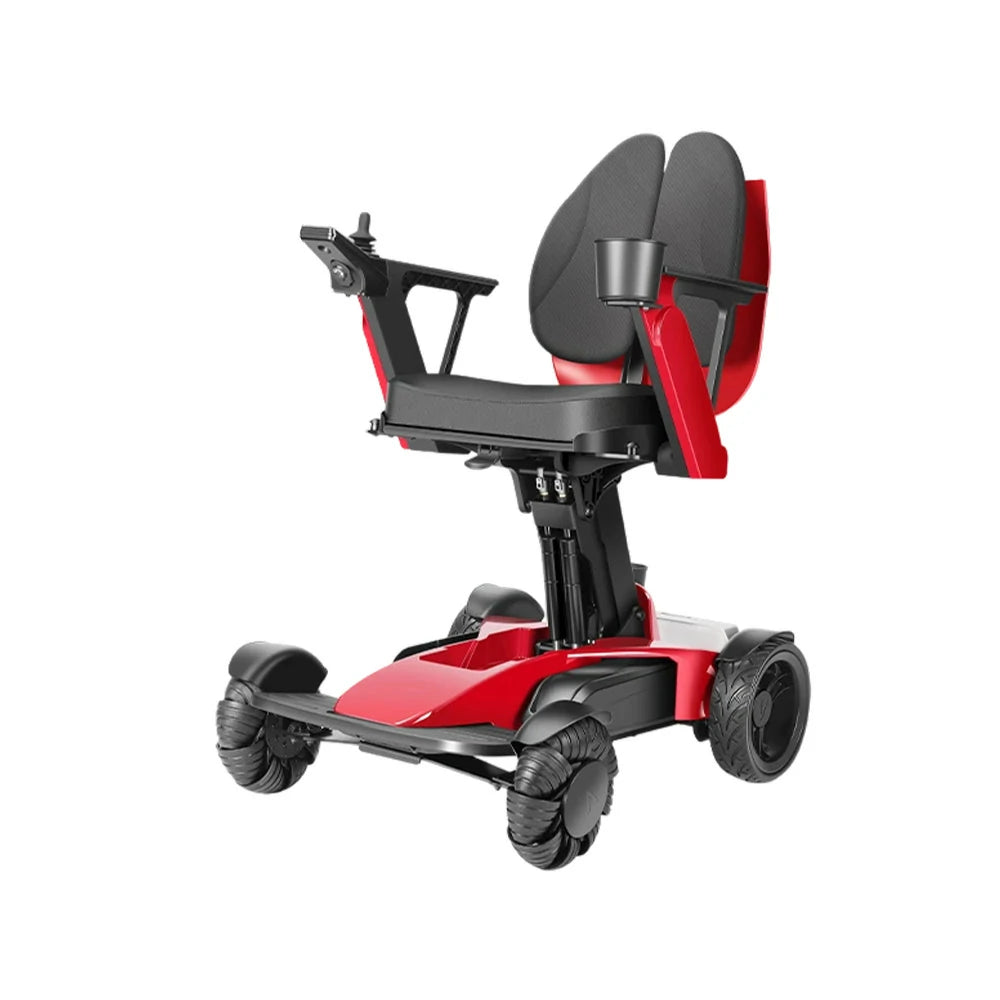 ROLLUX Foldable Compact 4-Wheel Mobility Scooter - 13Ah/20Ah Lithium Battery, Portable & Easy to Store - Red