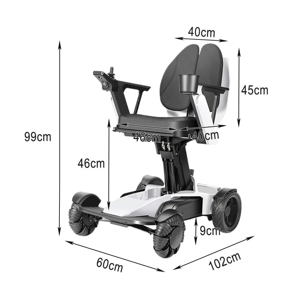 ROLLUX Foldable Compact 4-Wheel Mobility Scooter - 13Ah/20Ah Lithium Battery, Portable & Easy to Store - White
