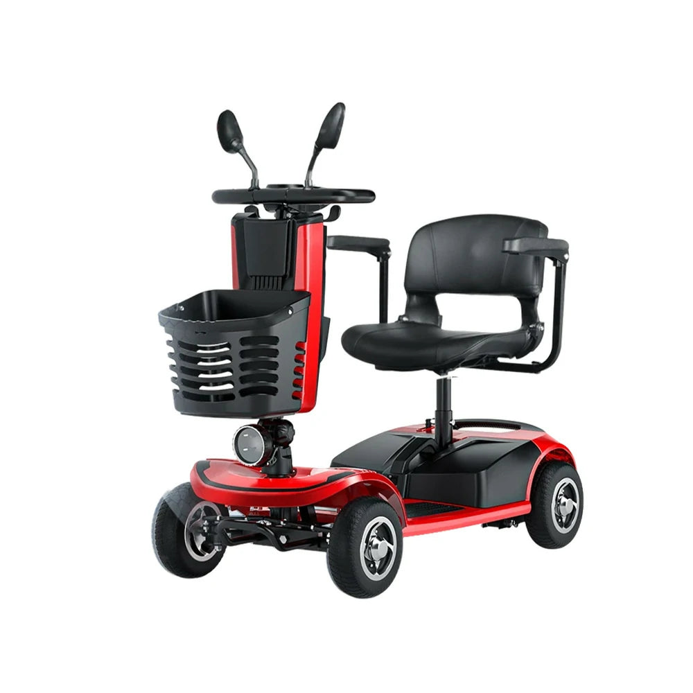 ROLLUX 350W Lightweight Mobility Scooter - 20Ah Lithium Battery, Compact 4-Wheel Design - Red
