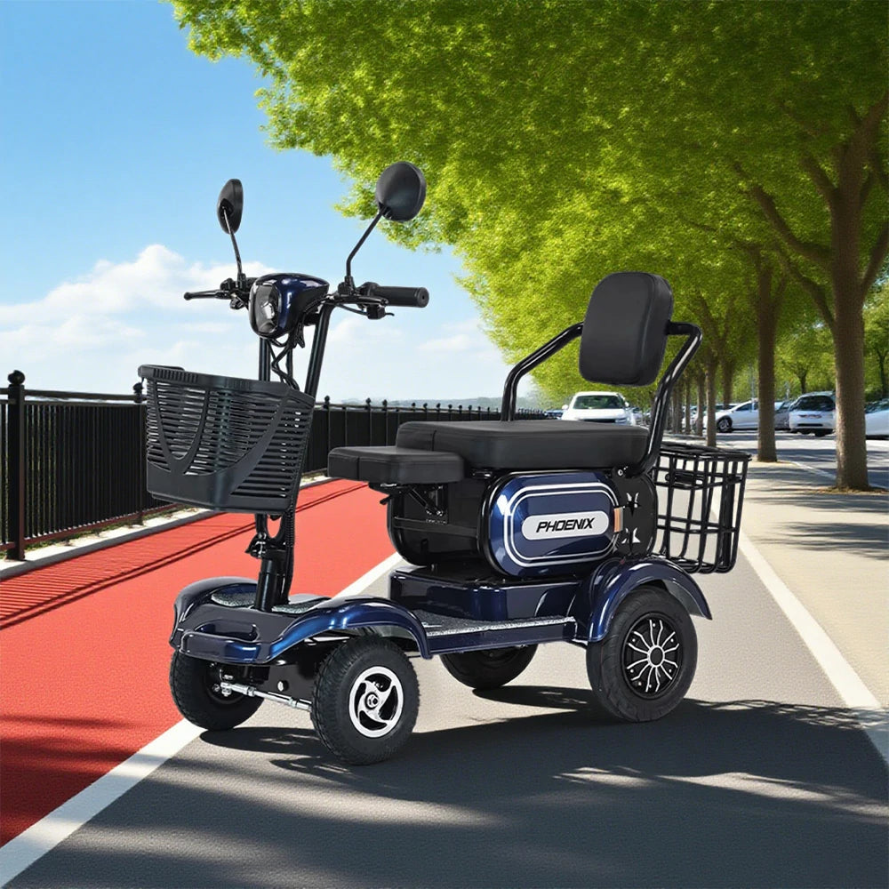 ROLLUX 700W Dual Motor Mobility Scooter - 25/30/35Ah Lithium Battery,4-Wheel Drive with Large Front & Rear Baskets - Blue