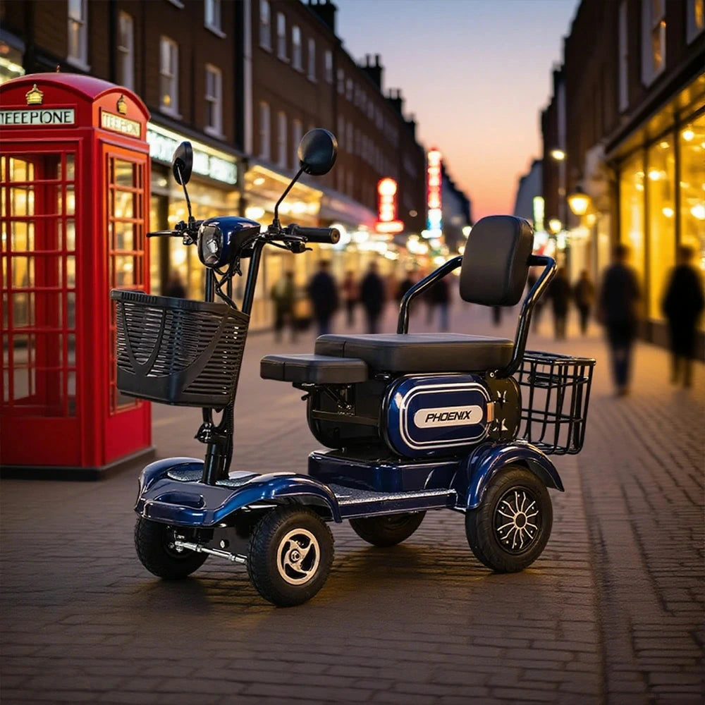 ROLLUX 700W Dual Motor Mobility Scooter - 25/30/35Ah Lithium Battery,4-Wheel Drive with Large Front & Rear Baskets - Blue