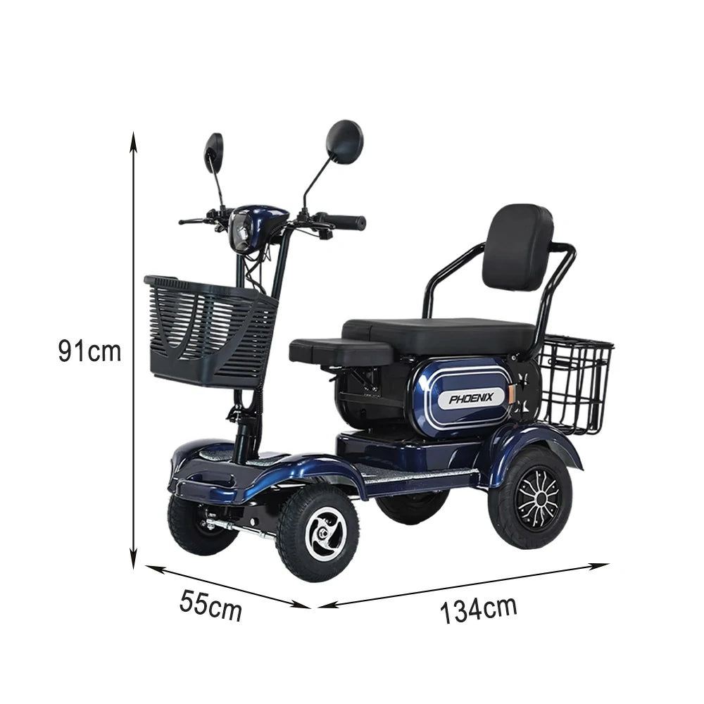 ROLLUX 700W Dual Motor Mobility Scooter - 25/30/35Ah Lithium Battery,4-Wheel Drive with Large Front & Rear Baskets - Blue