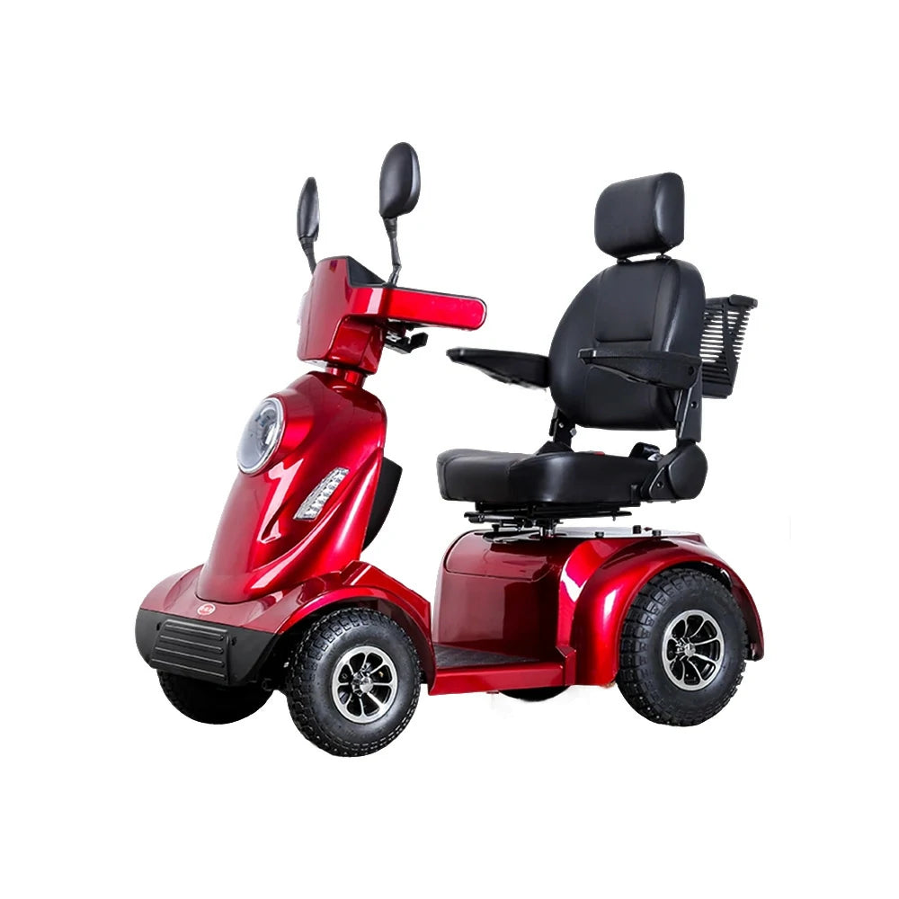 ROLLUX 800W Mobility Scooter - 40Ah Lithium Battery,4-Wheel Design with Cushioned High-Back Seat & Rear Storage Basket - Red