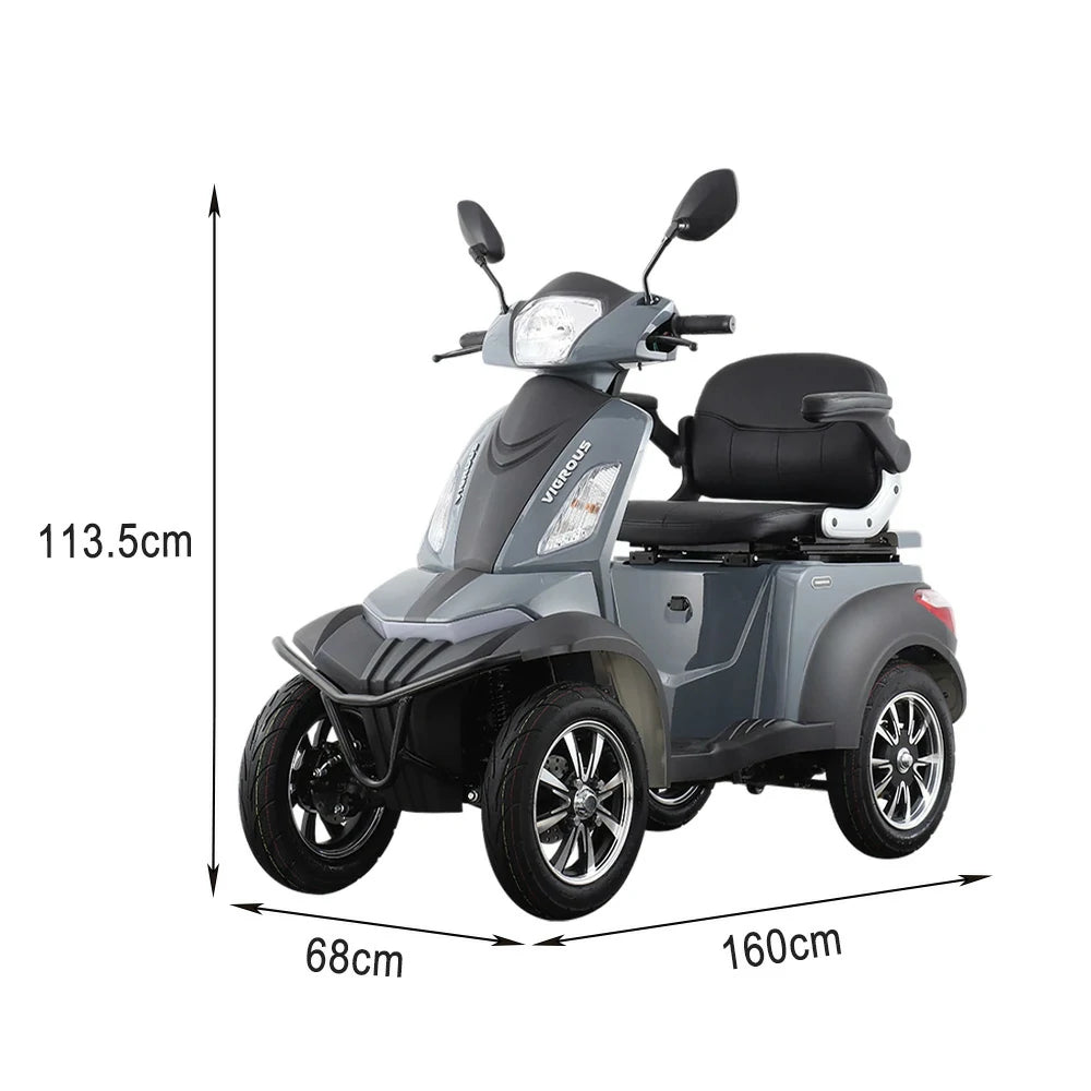 ROLLUX Compact 4-Wheel Mobility Scooter - 500W Motor, 48V 20Ah/30Ah Lead-Acid or Lithium Battery - Grey