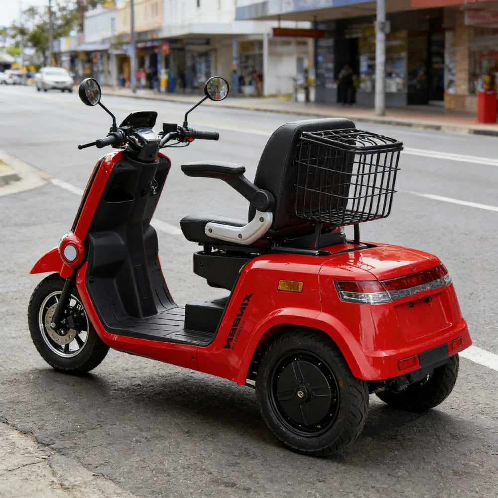 ROLLUX E2 Dual Motors 1000W 3 Wheels Mobility Scooter / With A Roof Overhang - Red