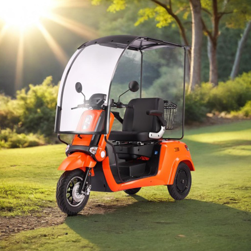 ROLLUX E2 Dual Motors 1600W 3 Wheels Mobility Scooter / With A Roof Overhang - Orange