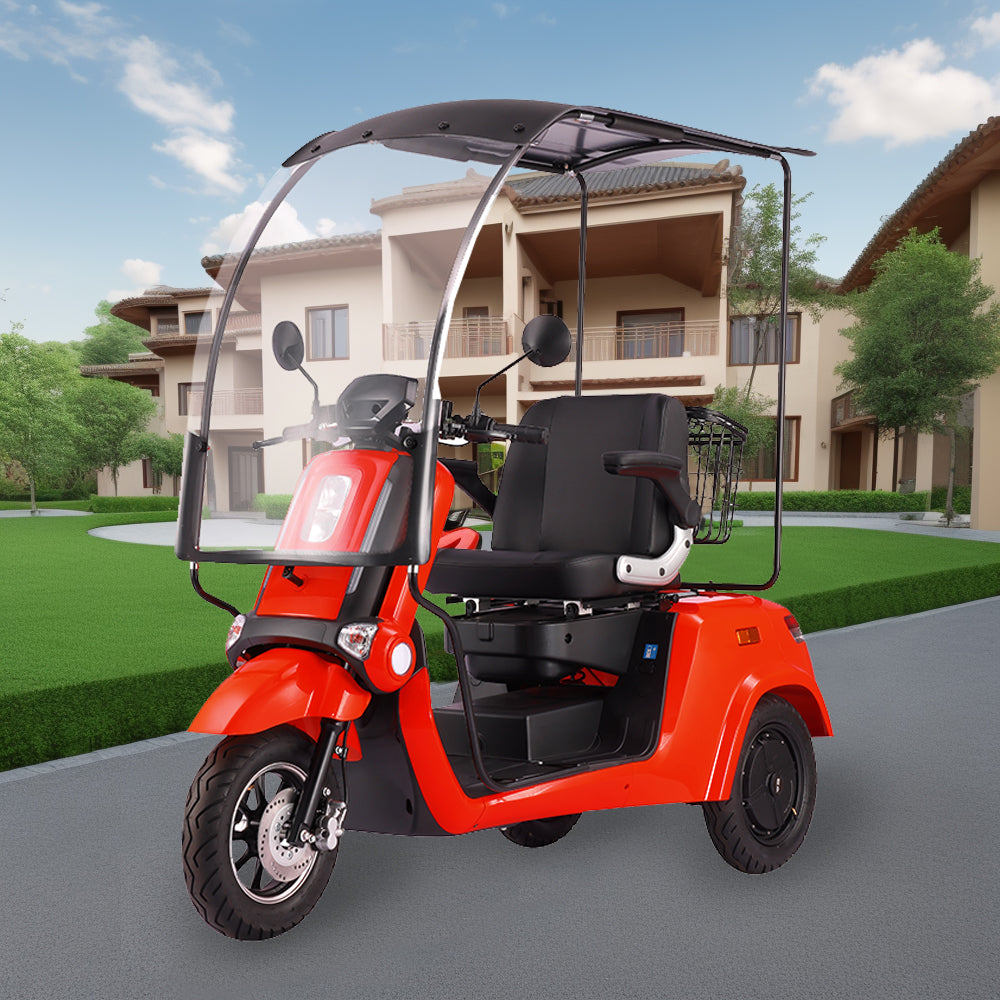 ROLLUX E2 Dual Motors 1600W 3 Wheels Mobility Scooter / With A Roof Overhang - Orange