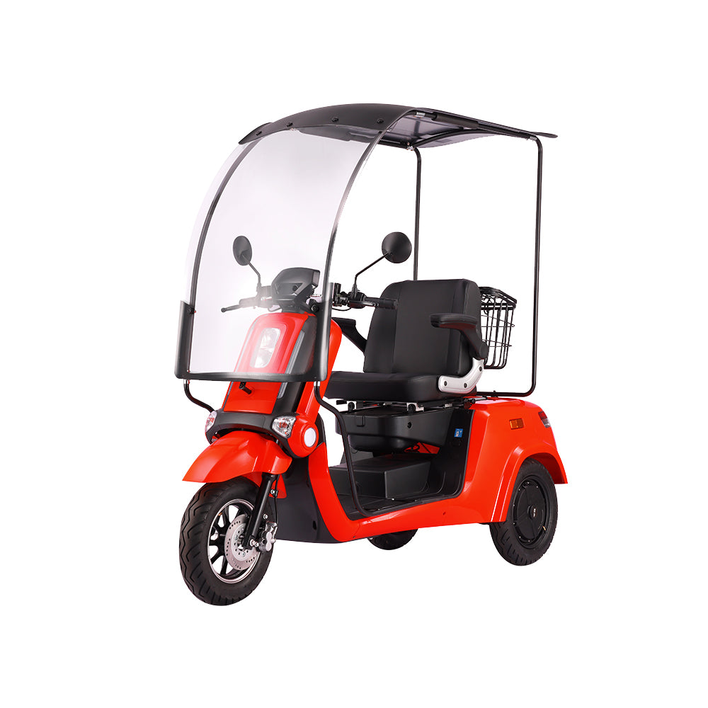 ROLLUX E2 Dual Motors 1600W 3 Wheels Mobility Scooter / With A Roof Overhang - Orange