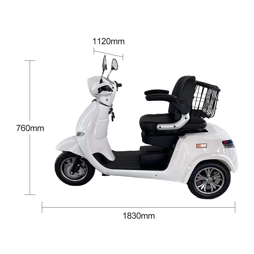 ROLLUX E3 Dual Motors 1600W Lithium battery 3 Wheel Mobile Scooter-White