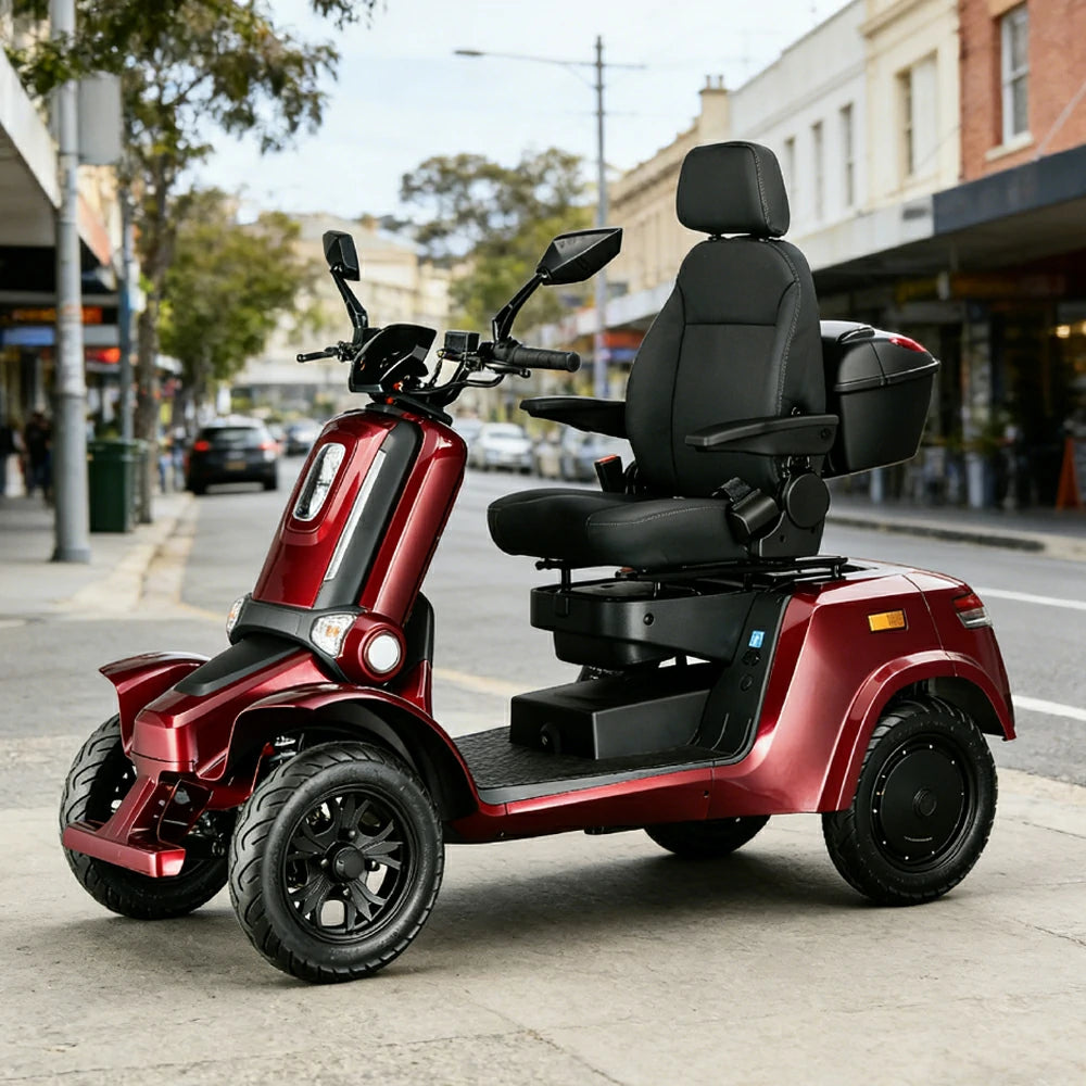 ROLLUX E4 1000W 4 Wheels Mobility Scooter 300KG Weight Capacity - Red