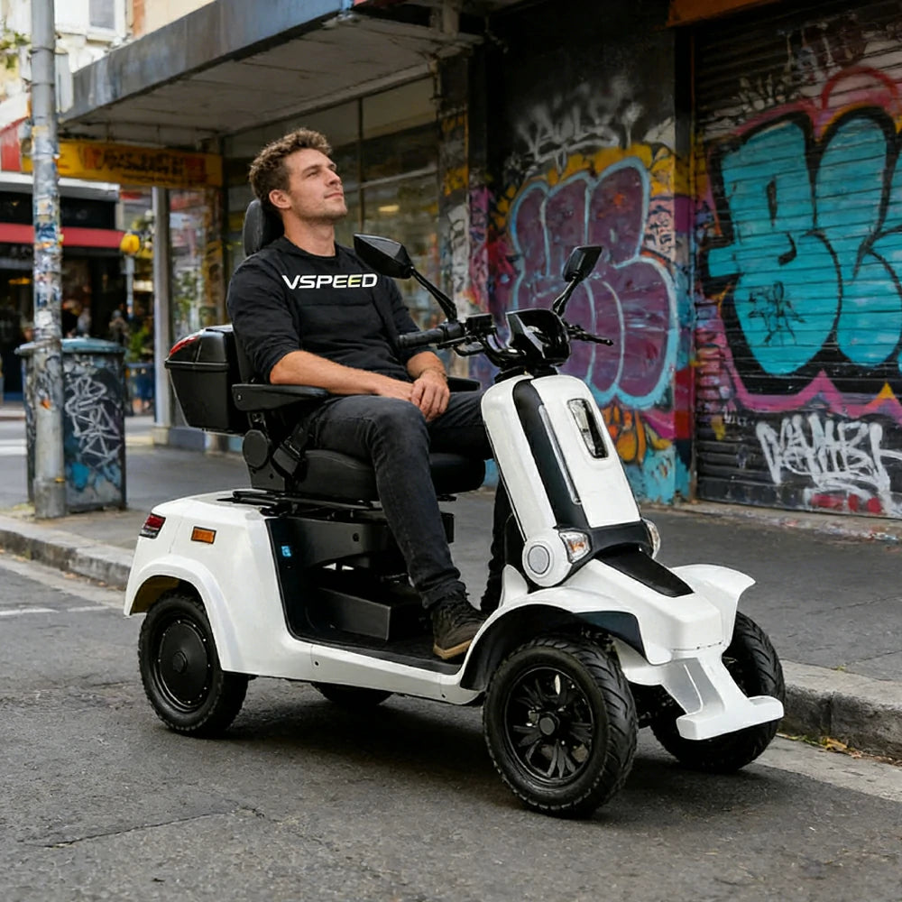 ROLLUX E4 1000W 4 Wheels Mobility Scooter 300KG Weight Capacity - White