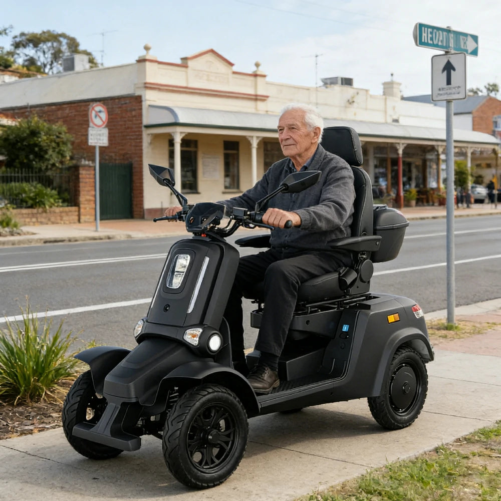 ROLLUX E4 800W×2 4-Wheel Mobility Scooter 300KG Weight Capacity with Lead-Acid Battery - Black