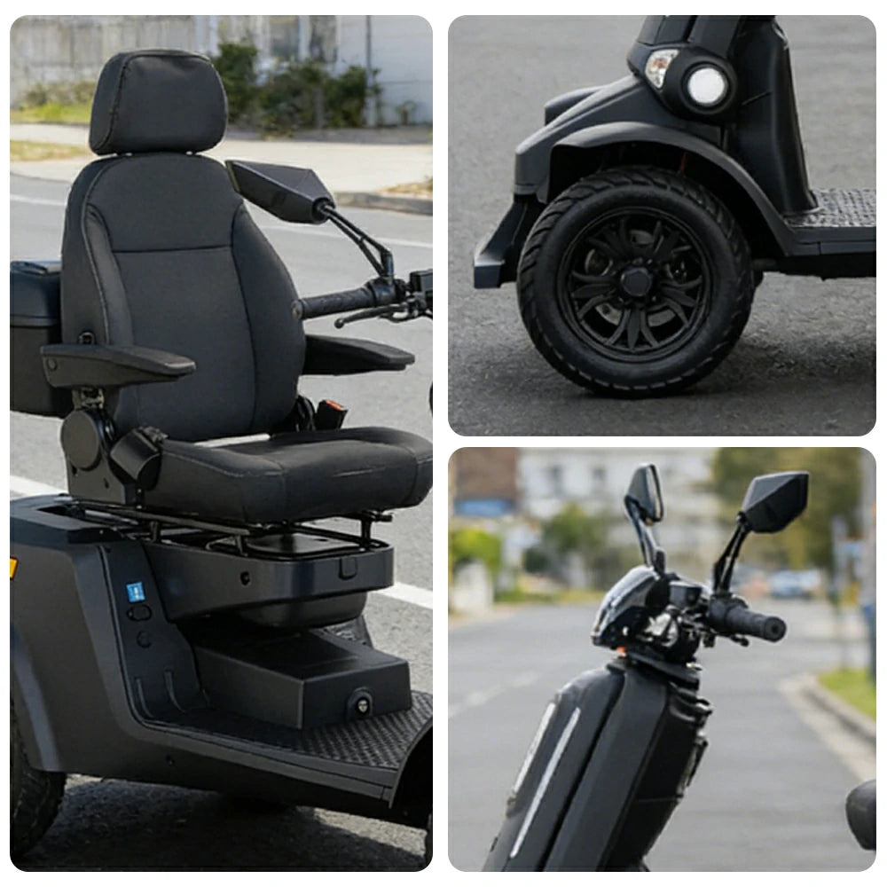ROLLUX E4 800W×2 4-Wheel Mobility Scooter 300KG Weight Capacity with Lead-Acid Battery - Black