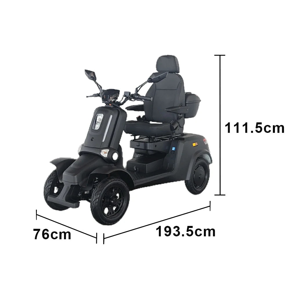 ROLLUX E4 800W×2 4-Wheel Mobility Scooter 300KG Weight Capacity with Lithium Battery - Black