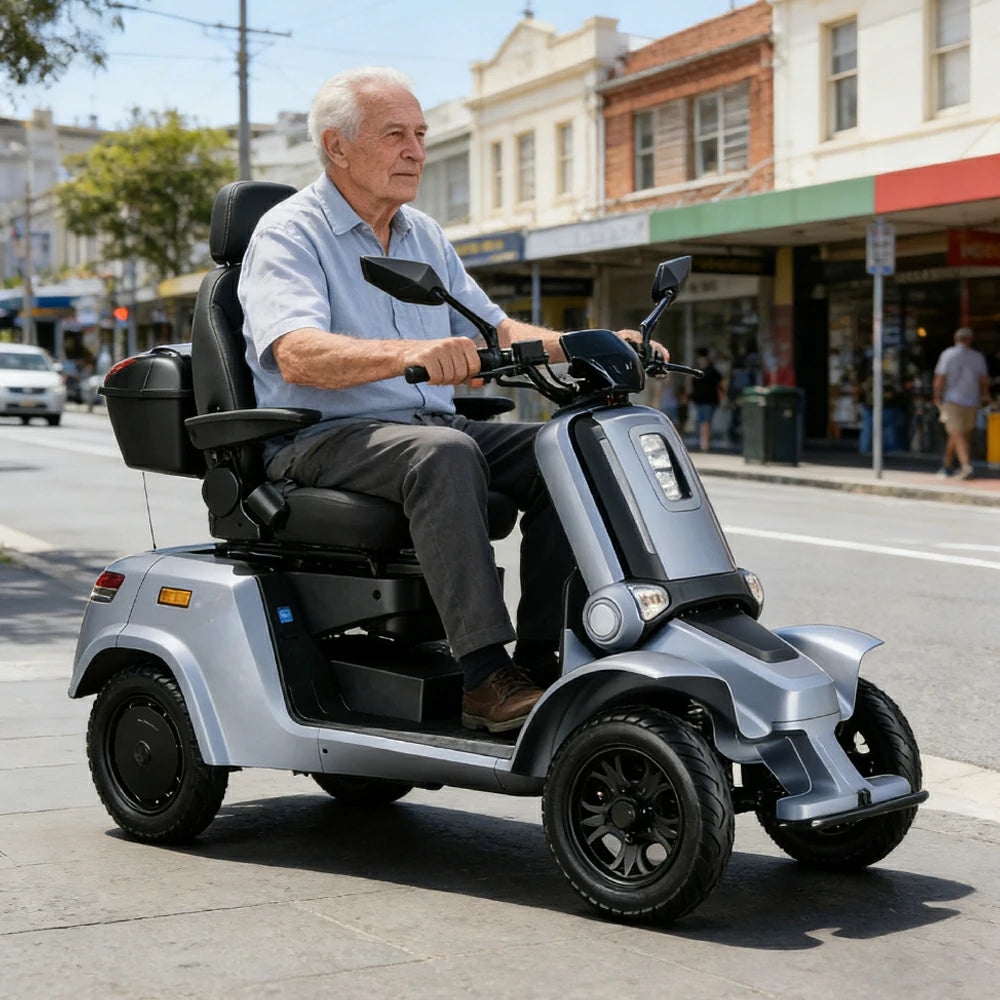 ROLLUX E4 800W×2 4-Wheel Mobility Scooter 300KG Weight Capacity with Lithium Battery - Blue