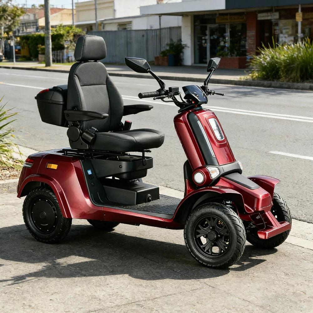 ROLLUX E4 800W×2 4-Wheel Mobility Scooter 300KG Weight Capacity with Lithium Battery - Red