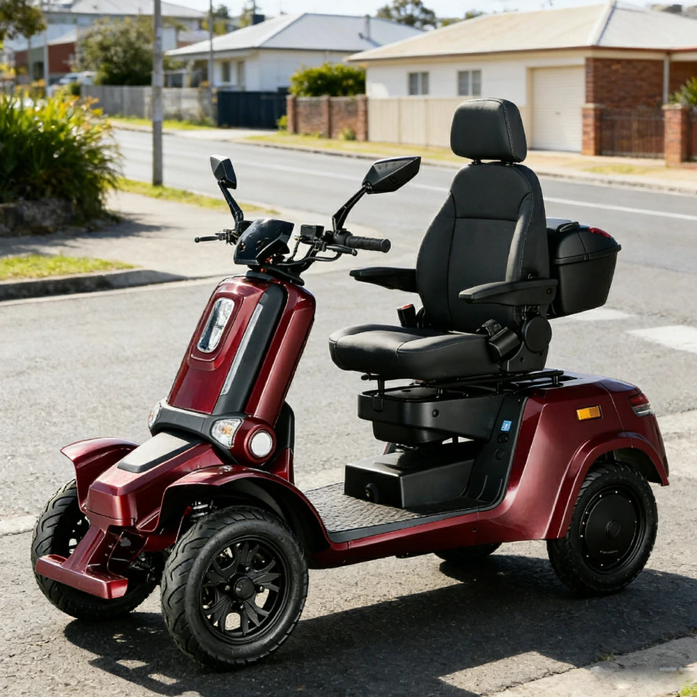 ROLLUX E4 800W×2 4-Wheel Mobility Scooter 300KG Weight Capacity with Lithium Battery - Red