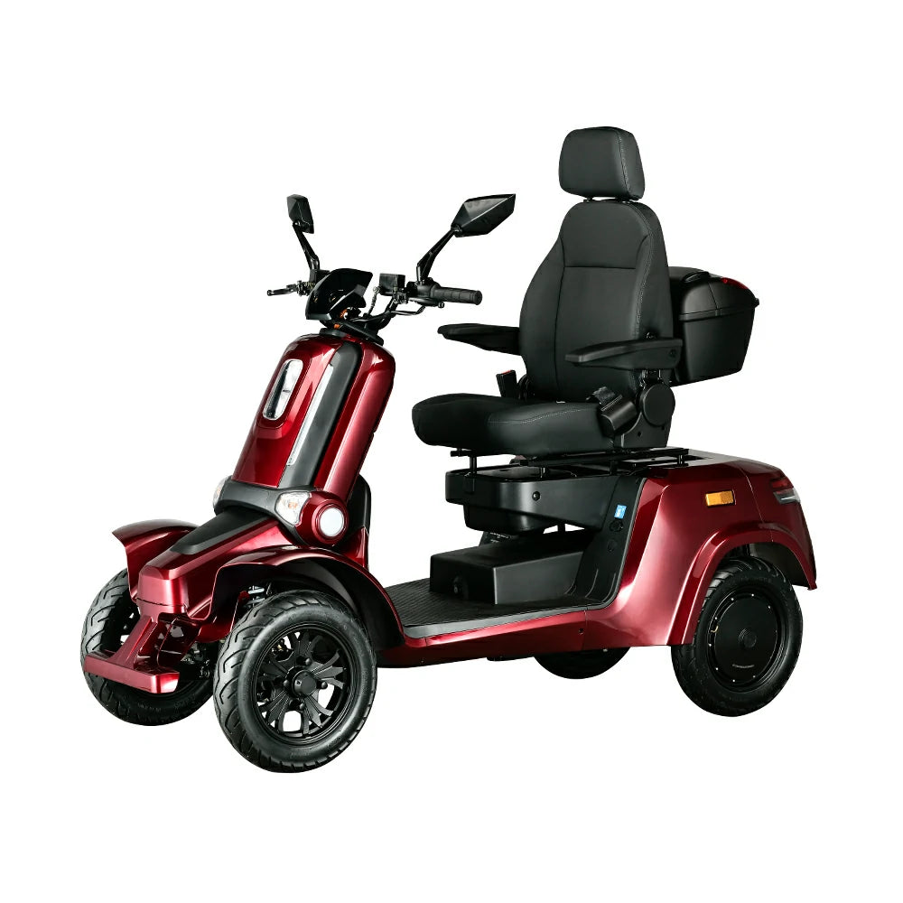 ROLLUX E4 800W×2 4-Wheel Mobility Scooter 300KG Weight Capacity with Lead-Acid Battery - Red