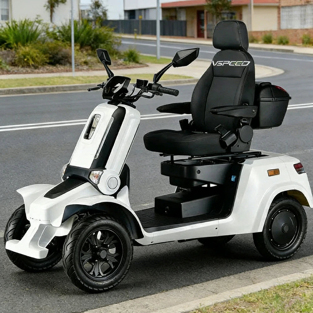 ROLLUX E4 800W×2 4-Wheel Mobility Scooter 300KG Weight Capacity with Lead-Acid Battery - White