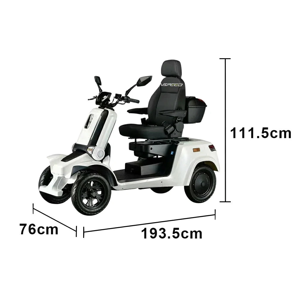 ROLLUX E4 800W×2 4-Wheel Mobility Scooter 300KG Weight Capacity with Lithium Battery - White