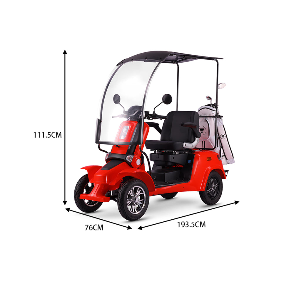 ROLLUX E4 Dual Motors 1600W 4 Wheels Golf Mobility Scooter 300KG Weight Capacity