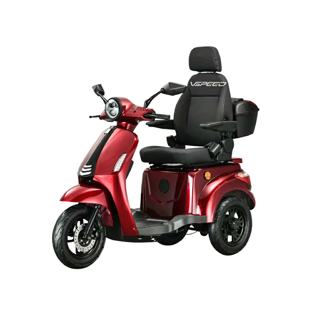 ROLLUX 1000W Electric Mobility Scooter 25km/h Three-Speed Ride with Adjustable Seat & Rear Trunk for Daily Travel ( F1 ) - Red