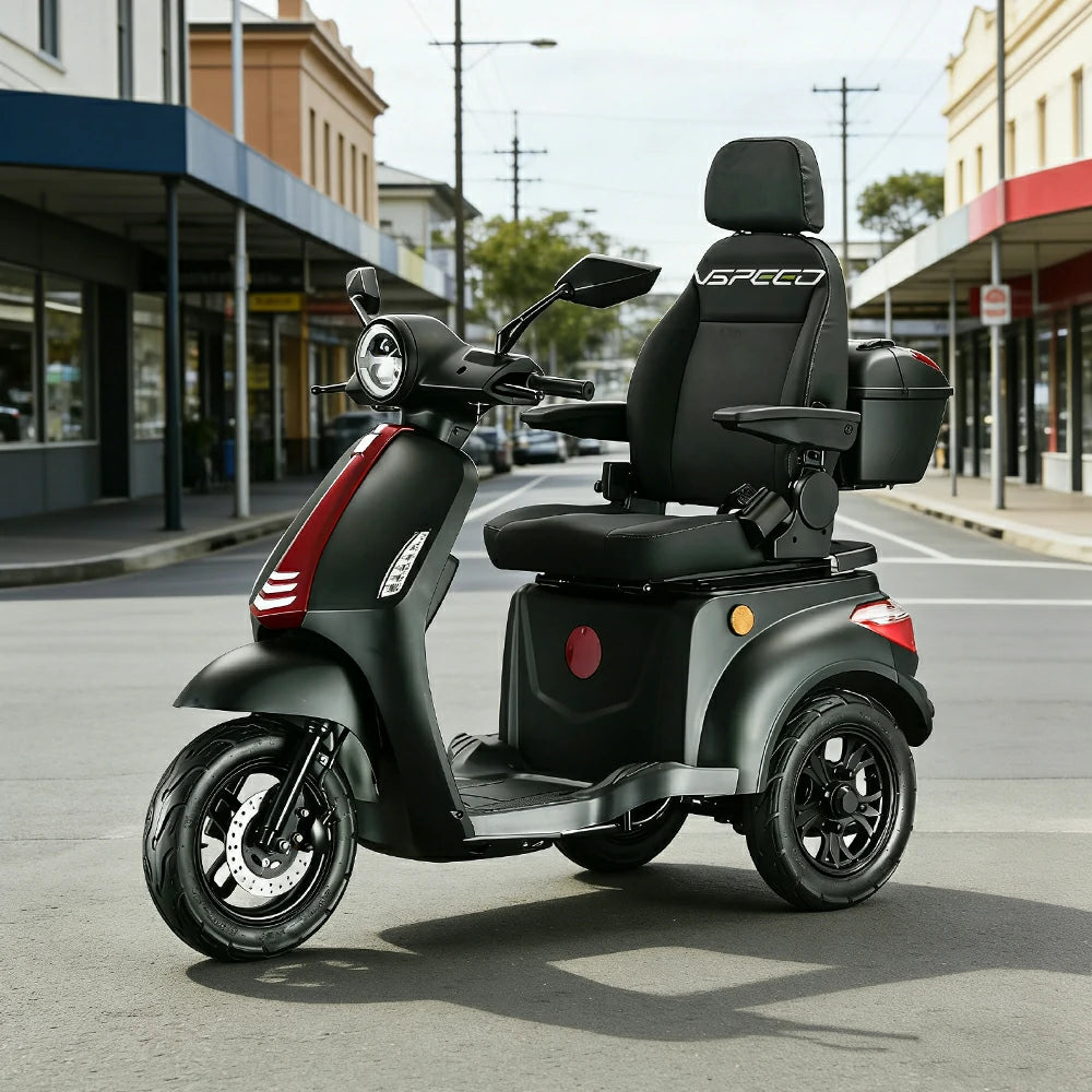 ROLLUX 1000W Electric Mobility Scooter 25km/h Three-Speed Ride with Adjustable Seat & Rear Trunk for Daily Travel ( F1 ) - Black