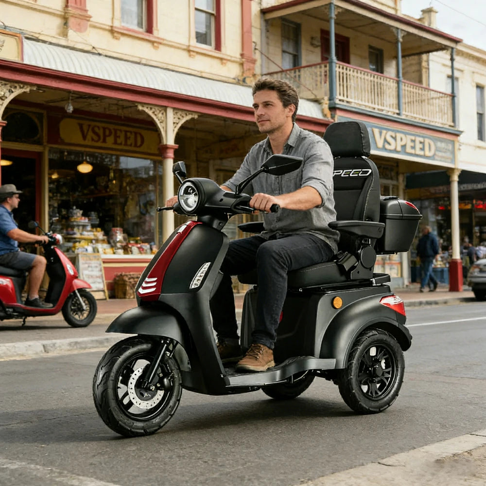 ROLLUX 1000W Electric Mobility Scooter 25km/h Three-Speed Ride with Adjustable Seat & Rear Trunk for Daily Travel ( F1 ) - Black