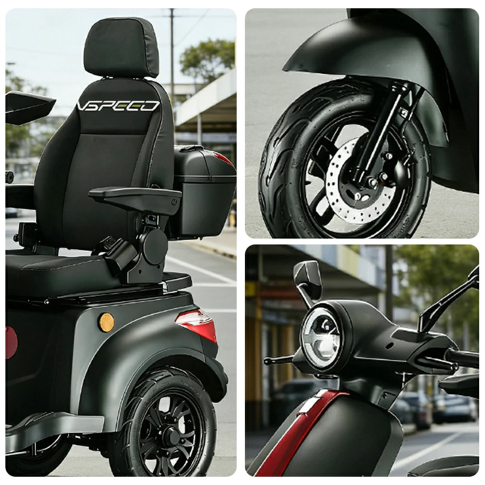 ROLLUX 1000W Electric Mobility Scooter 25km/h Three-Speed Ride with Adjustable Seat & Rear Trunk for Daily Travel ( F1 ) - Black
