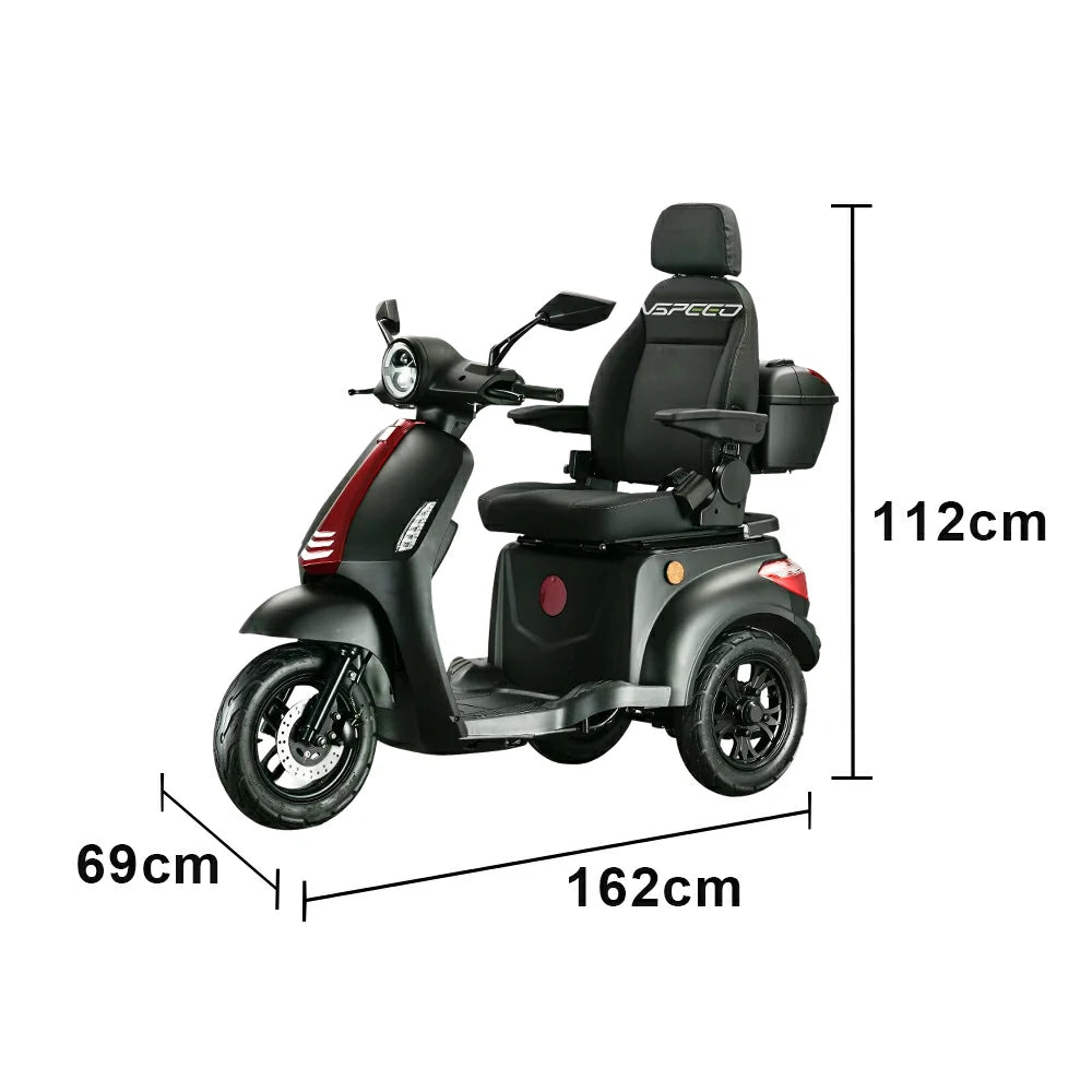 ROLLUX 1000W Electric Mobility Scooter 25km/h Three-Speed Ride with Adjustable Seat & Rear Trunk for Daily Travel ( F1 ) - Black