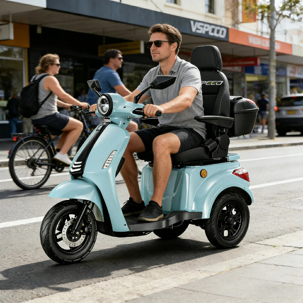 ROLLUX 1000W Electric Mobility Scooter 25km/h Three-Speed Ride with Adjustable Seat & Rear Trunk for Daily Travel ( F1 ) - Green