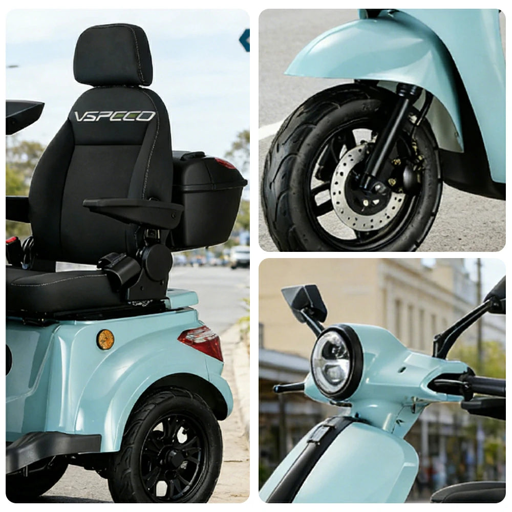 ROLLUX 1000W Electric Mobility Scooter 25km/h Three-Speed Ride with Adjustable Seat & Rear Trunk for Daily Travel ( F1 ) - Green