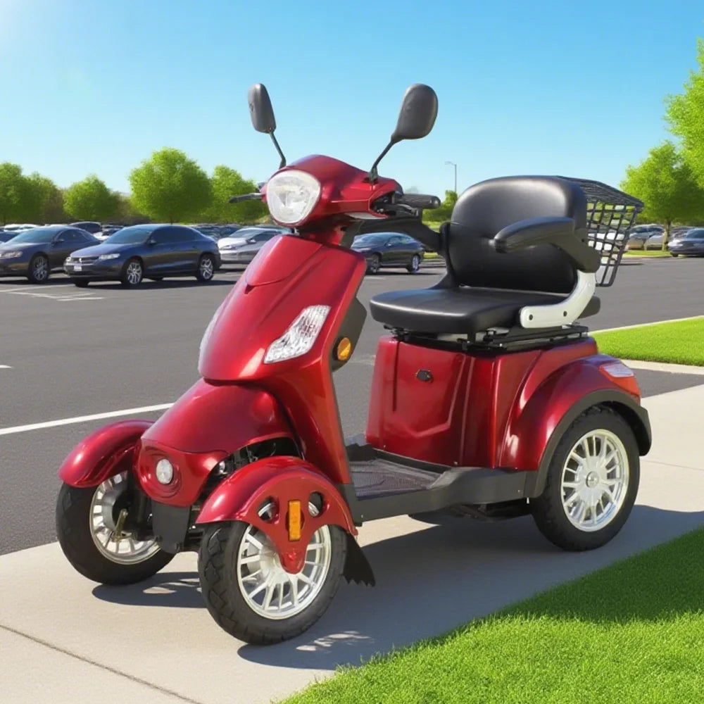 ROLLUX 500W 60V20Ah Lead-Acid/Lithium Battery Red Electric Mobility Scooter Drum Brake