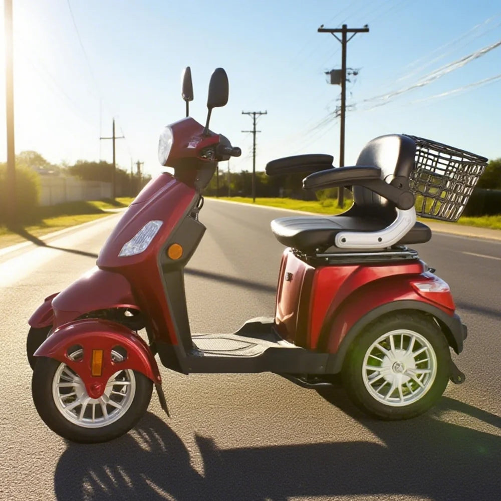 ROLLUX 500W 60V20Ah Lead-Acid/Lithium Battery Red Electric Mobility Scooter Drum Brake