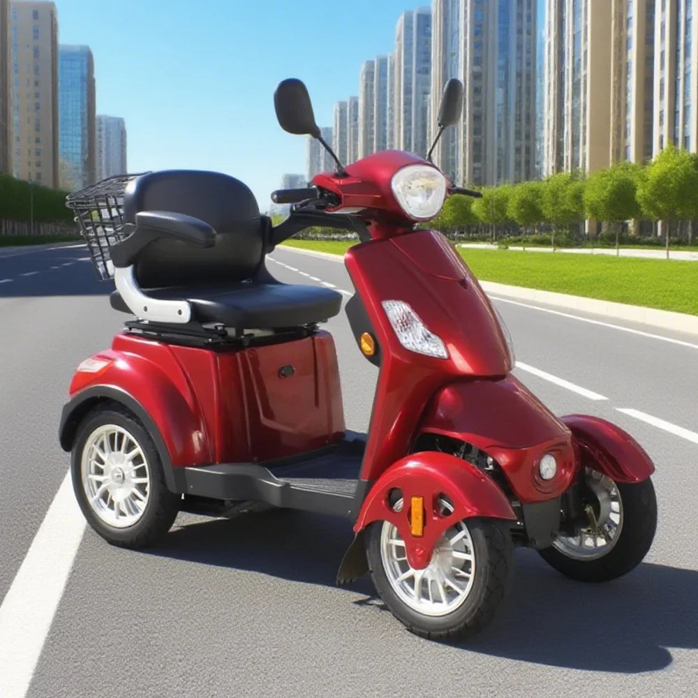 ROLLUX 500W 60V20Ah Lead-Acid/Lithium Battery Red Electric Mobility Scooter Drum Brake