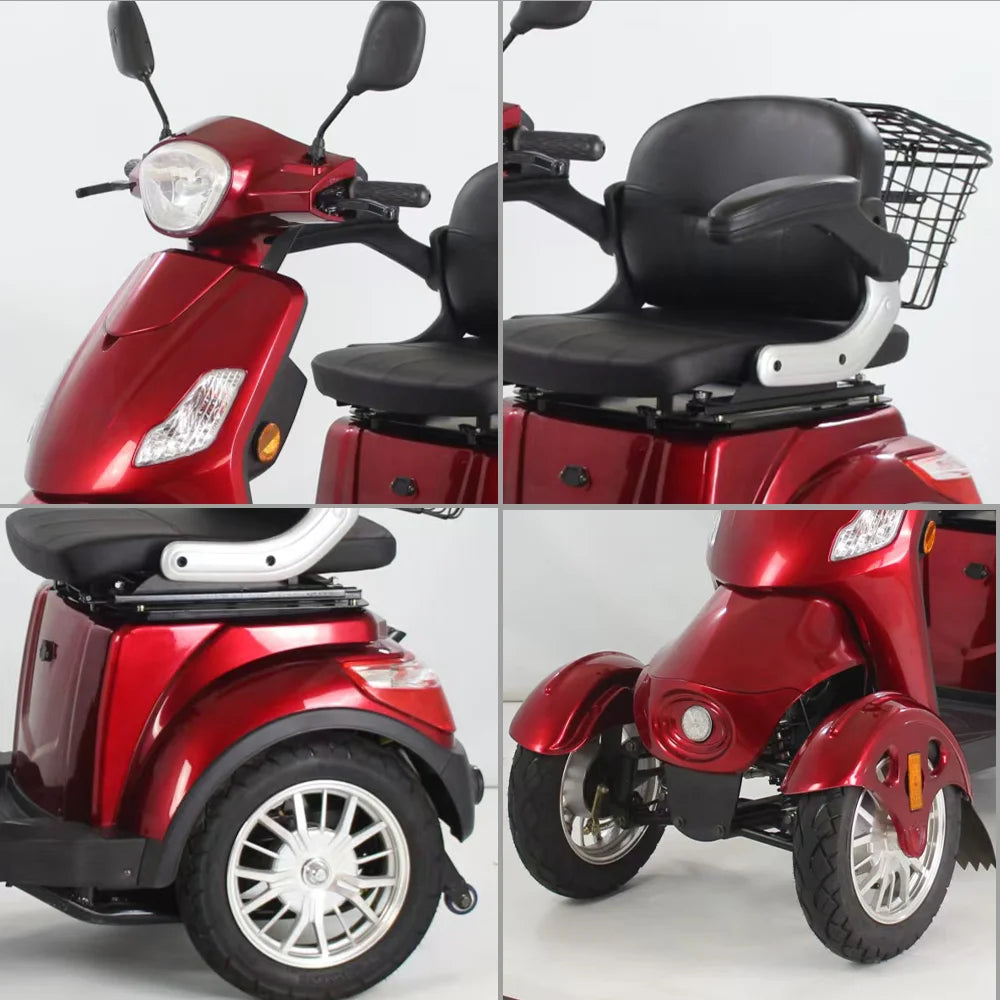 ROLLUX 500W 60V20Ah Lead-Acid/Lithium Battery Red Electric Mobility Scooter Drum Brake