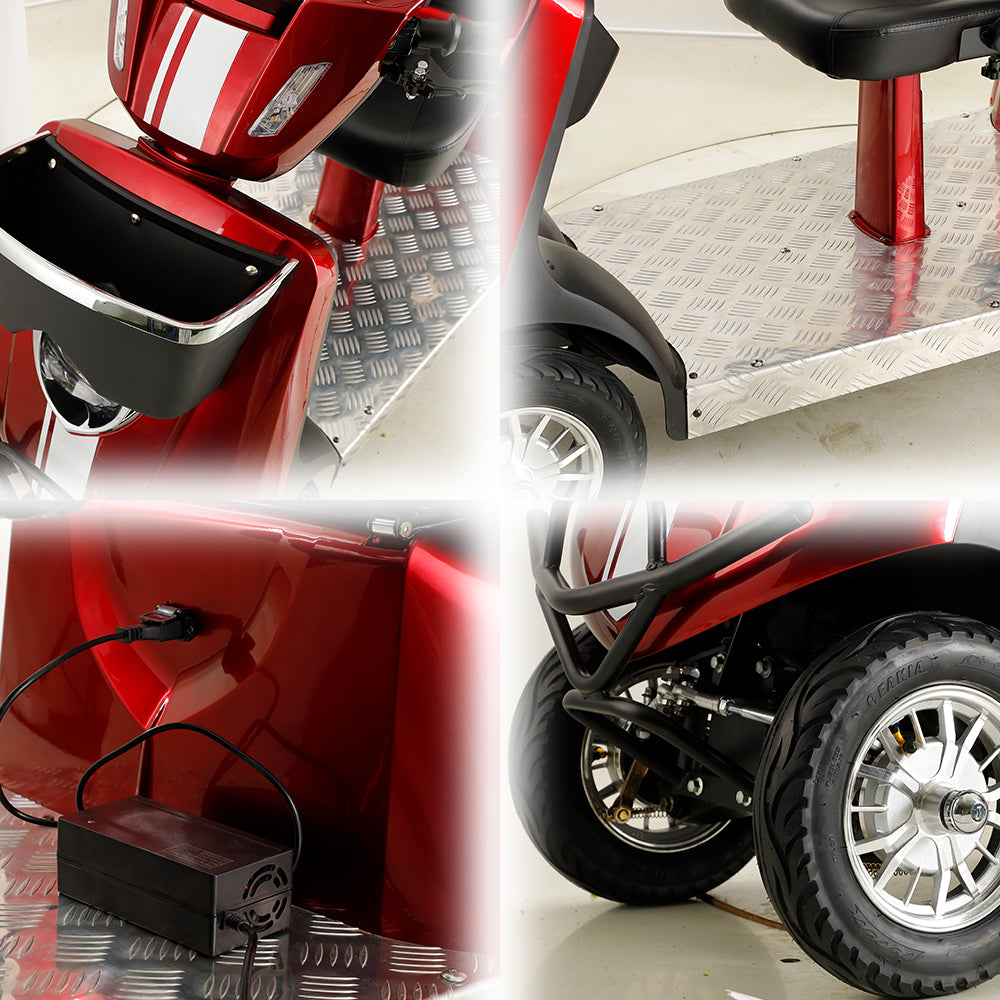 ROLLUX JXY5D2 1000W 60V20Ah Lead-Acid/Lithium Battery Dual-Seat Electric Mobility Scooter