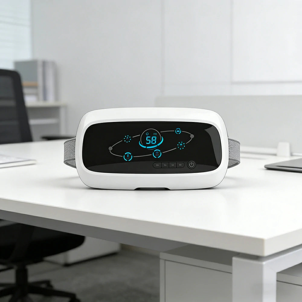 RELAXA Air Wave Massage Belt, Dual-Side Synchronous Massage with Heat & Red Light, Soft Support Structure, Touchscreen Cordless Design