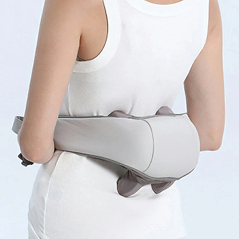 RELAXA Hands-Free Neck Massager with Heat, Quiet Cordless Massage, Breathable Fabric & PU Leather, Clip-On Ergonomic Design