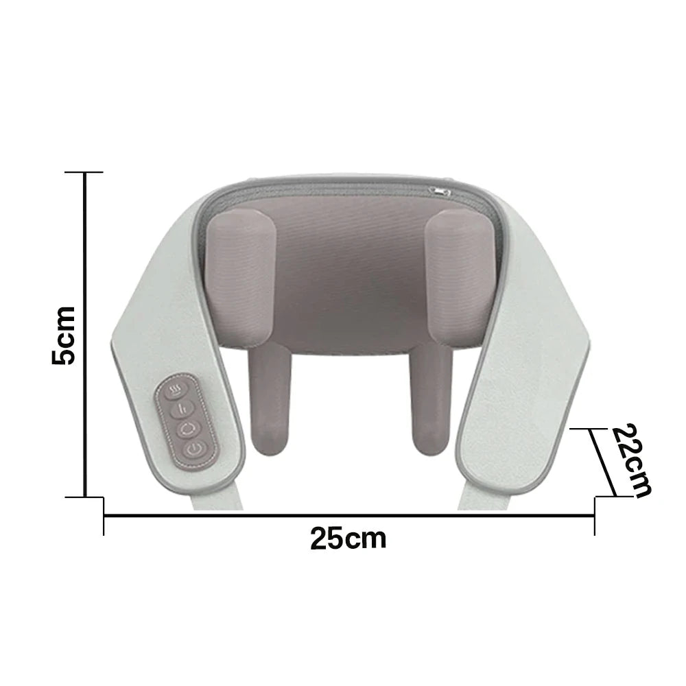 RELAXA Hands-Free Neck Massager with Heat, Quiet Cordless Massage, Breathable Fabric & PU Leather, Clip-On Ergonomic Design