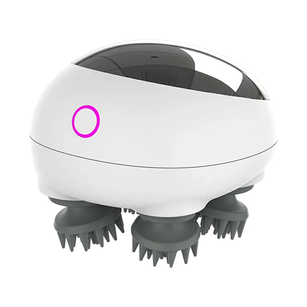 RELAXA Scalp Massager, Four-Claw Kneading Massage, Soft Silicone Heads, IPX7 Waterproof Cordless Design - Grey