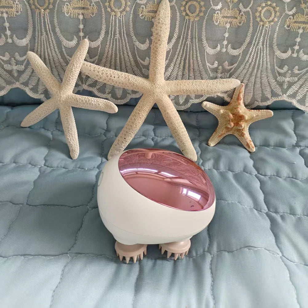 RELAXA Scalp Massager, Four-Claw Kneading Massage, Soft Silicone Heads, IPX7 Waterproof Cordless Design - Pink