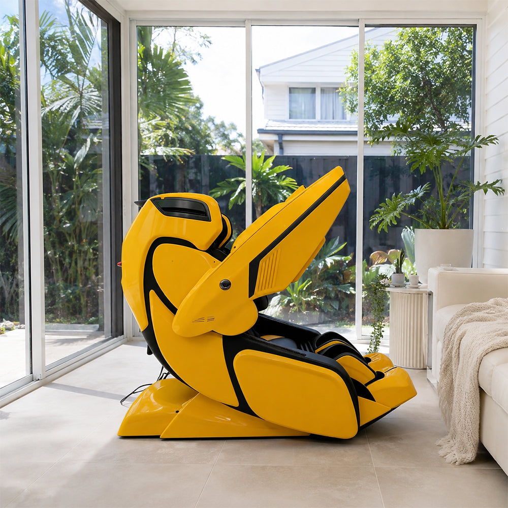 RELAXA 4D PRO Full Body Electric Massage Chair - Precision Massage Mechanism with Wide Comfort Seat - Yellow