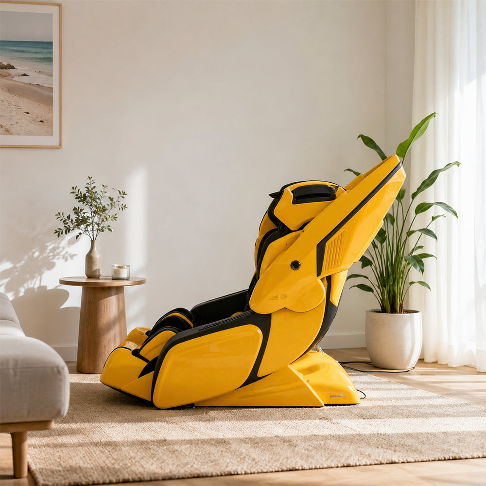 RELAXA 4D PRO Full Body Electric Massage Chair - Precision Massage Mechanism with Wide Comfort Seat - Yellow