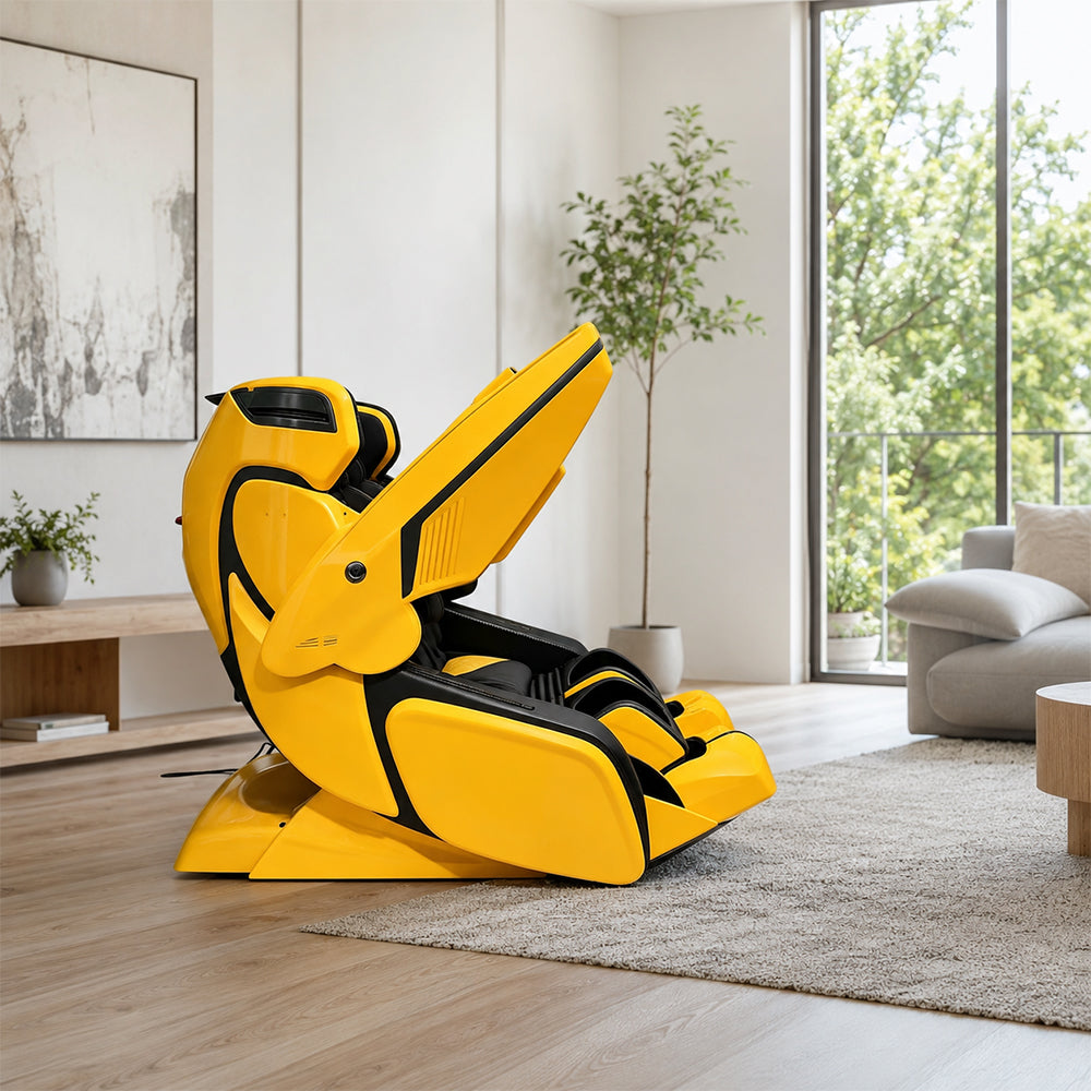 RELAXA 4D PRO Full Body Electric Massage Chair - Precision Massage Mechanism with Wide Comfort Seat - Yellow