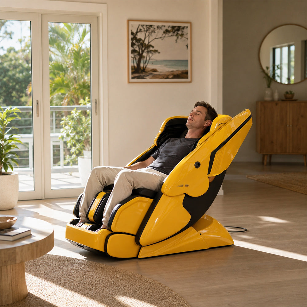 RELAXA 4D PRO Full Body Electric Massage Chair - Precision Massage Mechanism with Wide Comfort Seat - Yellow